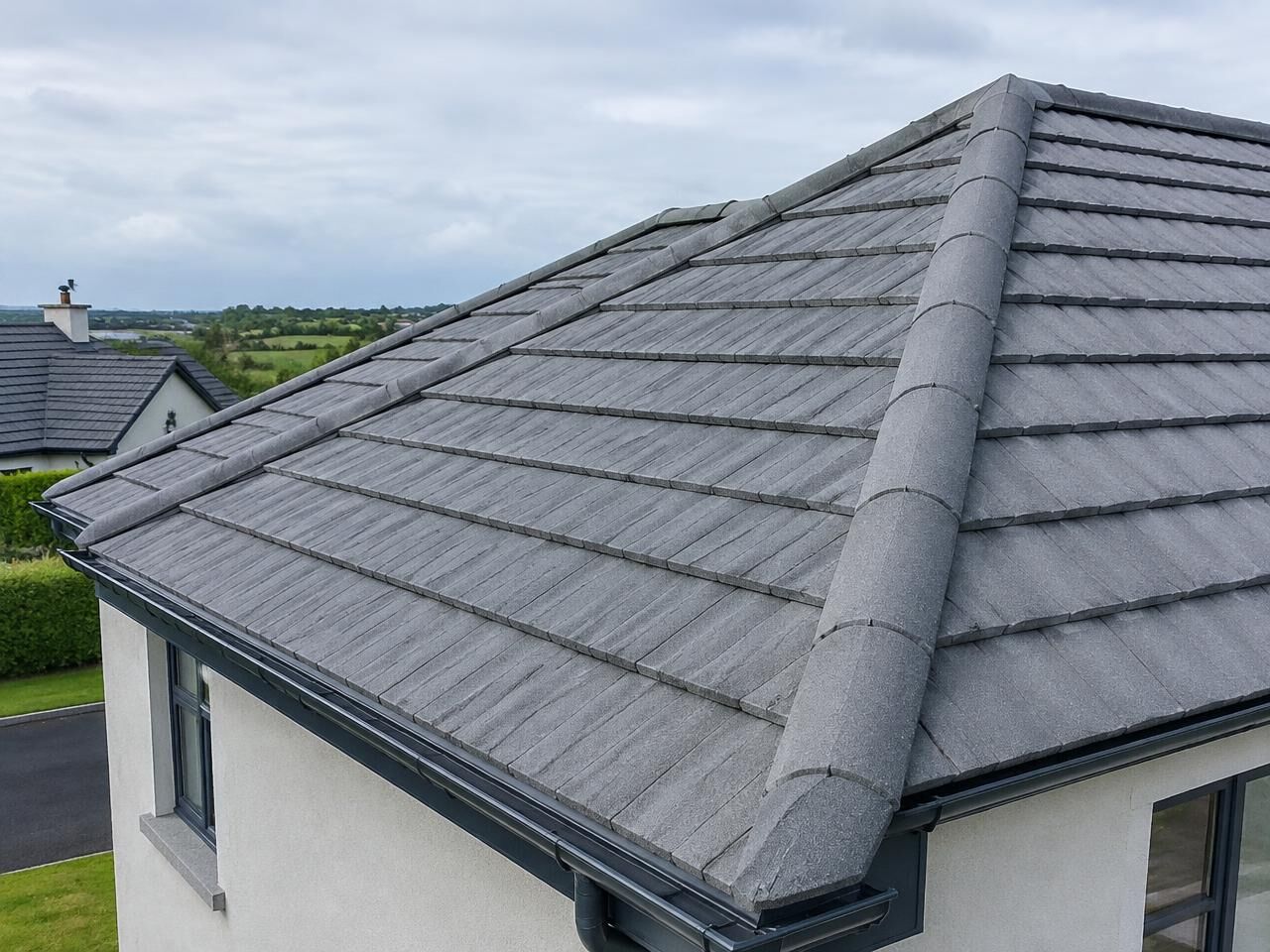 Dry ridge on a new tiled roof